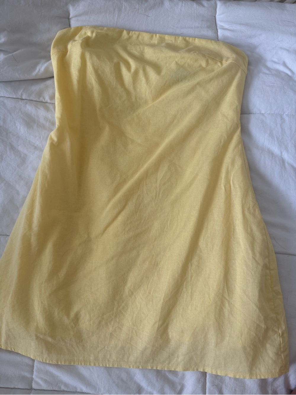 White Fox Boutique Strapless Pale Yellow Sundress